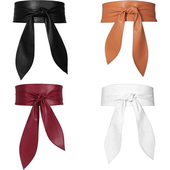 ❤️Women Black Belt Wrap Around Wide Waistband  Knotted Belt for Dress - Picture 6 of 6